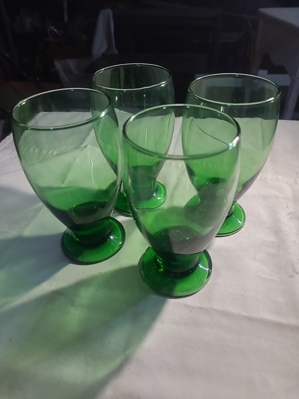 Libbey Cristar Glasses Green Footed Set 4 - Picture 9 of 9